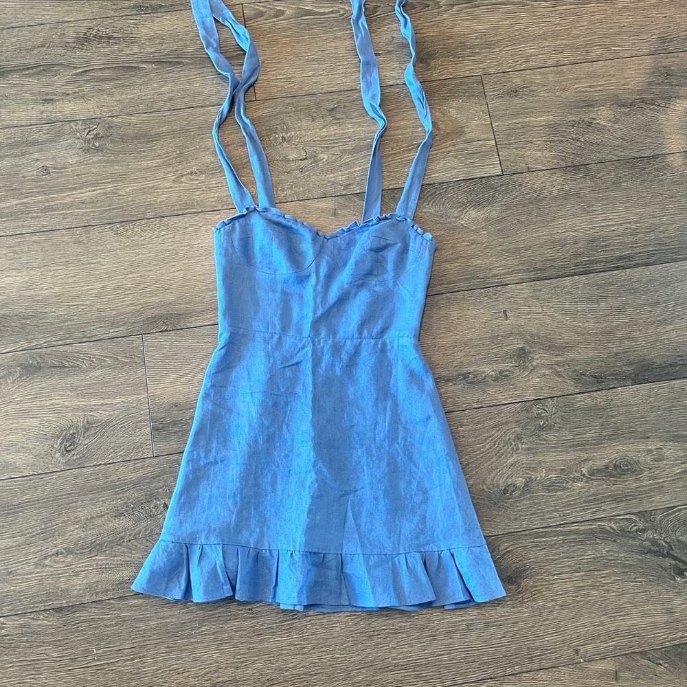 Reformation Desiree Check Minidress in Dusk Size 2